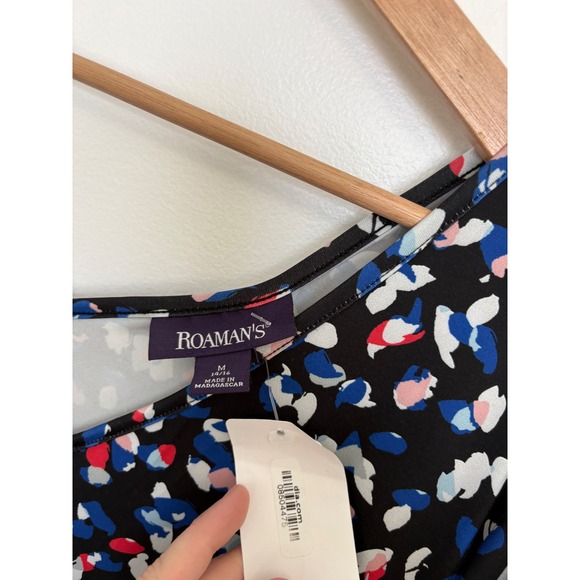 Roaman's Women's Plus Size Ultrasmooth V-Neck Swing Dress – Multi – Size 14-16 - Picture 3 of 4